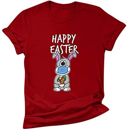 Sretne uskrsne majice za žensku grafičku majicu zec kratkih rukava smiješno pismo ispisano kršćanskim