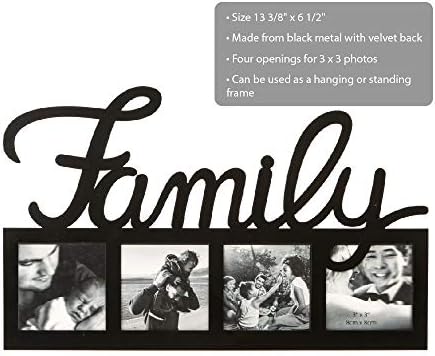 FASHIONCRAFT 12892 Family large Letter Multi Opening picture Frame, Metal Picture Frame, Black