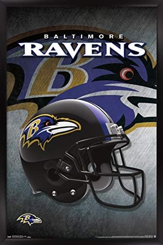 Trendovi International NFL Baltimore Ravens-kaciga 16 zid Poster, 22.375& 34; x 34& 34;, Crna uokvirena