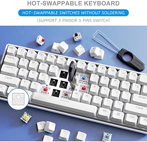 KEMOVE Snowfox DK61 Triple Mode 2.4 G/Type-C/Bluetooth 5.0 mehanička tastatura i futrola za tastaturu Combo, Hot Swappable RGB Backlit PBT Keycaps Full Keys Programmable, prenosiva putna torba za tastaturu