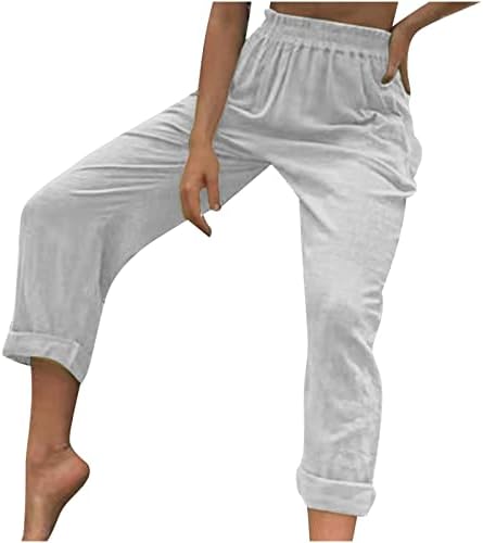 Elastični struk Lounge Joggers Ženske posteljine hlače Summer Capri pantalone Crna pant na otvorenom Pješačenje