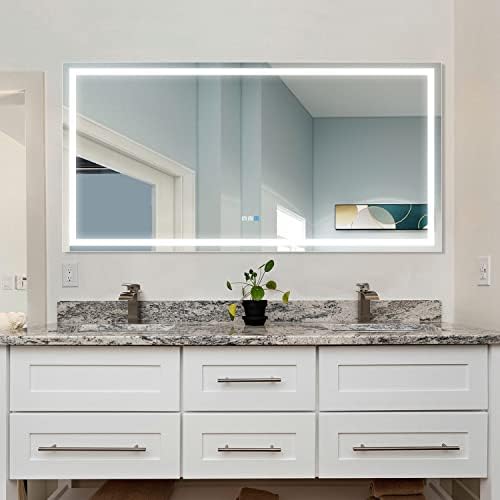 Yrsha 60x32 inča LED kupaonica Ogledalo, osvijetljeno pametno zidno montirano zrcalo sa lampicama,