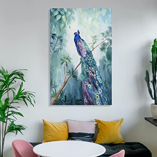 Ulje slikarstvo mistični plavi paun zid Umjetnost minimalistički Posteri zidne umjetničke slike platno zidni dekor Kućni dekor dnevni boravak dekor estetski 24x36inch Frame-Style