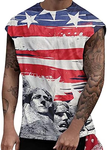 BMISEGM Ljetne haljine za muškarce Muškarci Ležerni tenkovi Američka zastava Print mišić bez rukava Muški i visoki