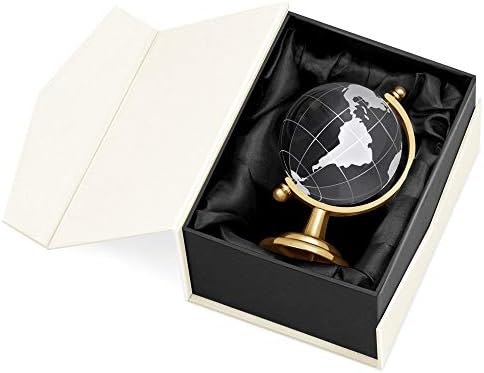 MAVERTON Glass Globe za MAN - World Globe u elegantnoj kutiji za njega - Laser Cut World Map za putnika - kutija sa pretiskom - za Globetrotter - Dekoracija za njega - Knjiga
