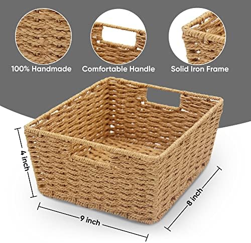 Kovot Skladištenje tkane košare pletene pohrane Pletene košare sa ugrađenim ručkama za nošenje