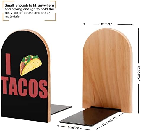 Volim Tacos slatka knjiga EndsWooden Bookends držač za police knjige razdjelnik moderni dekorativni 1 par