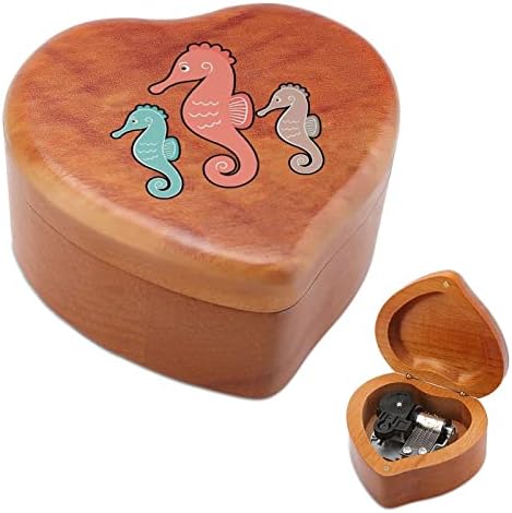 Cute Seahorse Wood Music Box Vintage Musical Box Poklon za Božićni rođendan Valentinovo