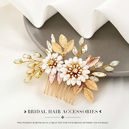 Unicra cvijet vjenčanje kosu češalj Opal Kristal Bridal Headpiece svjetlucavi Rhinestone list kosa Accessorie za žene i djevojke