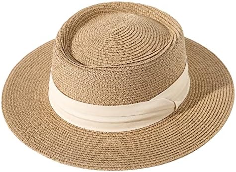 LANZOM UPF50 + Ženska široka podložna slama Panama Sun Hat Boater Ljeto Plaža Sun Hat