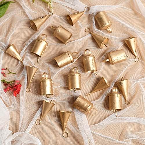 Krati izvozi zvona u malim veličinama - 20 karakterističnih zlatnih rustikalnih zvona - puna prekrasnih grubih varijacija - savršena za kućni dekor božićne zvona zvona