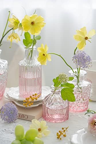 Pink Glass Bud Vase Set od 10-Mini Vintage vaza za svadbene dekoracije, dekor cvijeća za kućni sto,