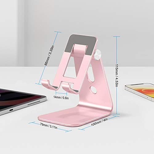 Omoton C3 Stabilni telefon stoji za stolom, veće i izuzetno stabilne držač za podešavanje telefonske kolijevke sa većim tijelom i duljem rukom, kompatibilan sa iPhoneom, tabletima i više, zlato ruža