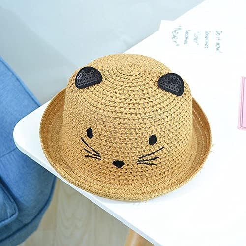 Slamne šešire za sunčanje za djecu Fit i Flare Pull na crtić Cartoon Cat Beach Ljetne kape za fit i bljeskalice Comfy kašike za