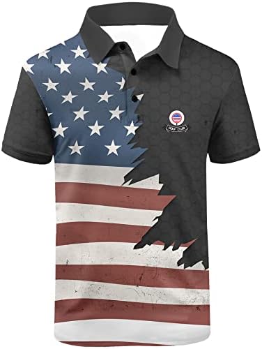V Valanch Muški američki Falg polo majice kratkih rukava Performance Patriotska majica smiješna golf majica