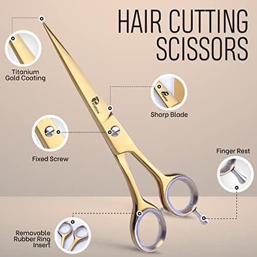 Makaze za sečenje kose-Platine 6.5 Inch Titanium Gold makaze za kosu za dom & amp; Salon-makaze za kosu sa Fix vijkom