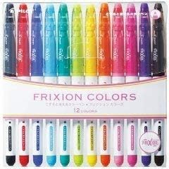 Pilot Frixion Colors Izbrisivi Marker - 12 set boja / skup vrijednosti koji je gumicu pričvrstio samo za trenje