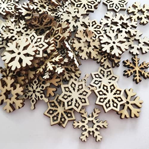 Nirelief 50kom drvene pahuljice Ornamenti Božić drvo pahuljica za Kućni dekor božićno drvo viseći Ornament