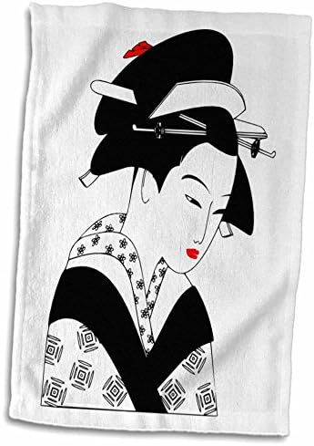 3drose florene azijska umjetnost - gejša u crno-bijeloj boji - ručnici
