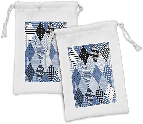 Ambesonne geometrijska torbica tkanine 2, geometrijske dijamantske linije s raznim nostalgičnim modnim