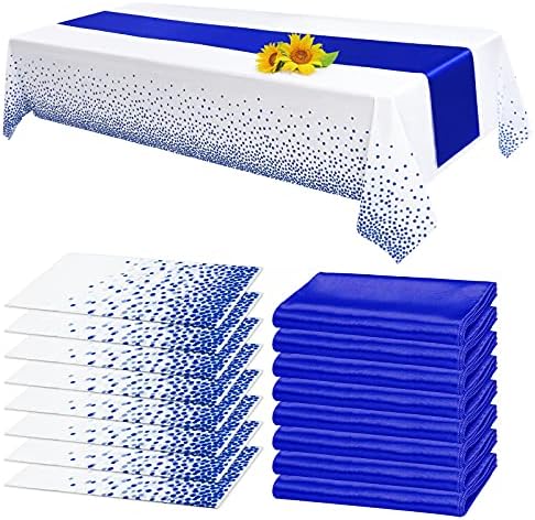 16 komada Royal Plava stolnjak Set trkača za stol 12x108 inčni trkači za stol 54x108 inčni plastični
