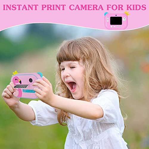 Dječija kamera instant Print digitalna kamera za djevojčice Božićni rođendanski pokloni, ljubičasta Instant kamera za malu djecu, kamera za igračke sa štampom bez mastila, 12 rolni papir za punjenje, 32G SD kartica