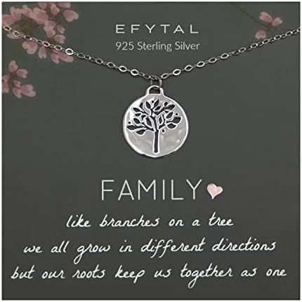 EFYTAL Grandma Gifts, 925 Srebra porodično stablo života ogrlica, ideje za poklone nakita za Majčin
