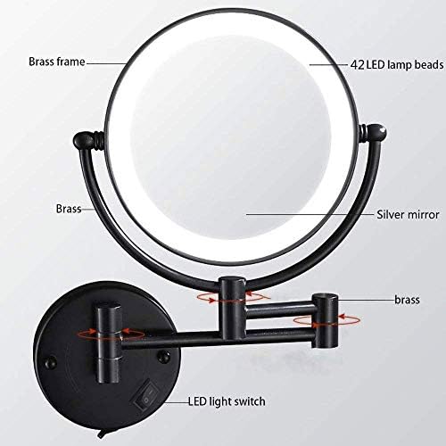 Lianxiao-ogledalo za šminkanje 10x uvećanje, 360°okretno 12 produžetak, brijanje u spavaćoj sobi ili kupatilu,utikač