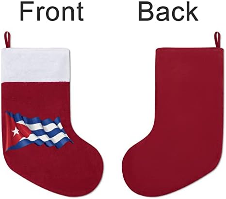 Kuba zastava Božićne čarape za čarape sa plišanim kaminom visi za Xmas Tree Decor Decor
