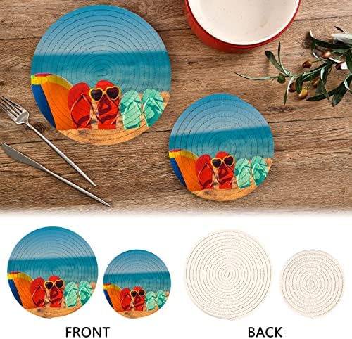 Flip-Flops Plaže Balls nosači za kuhinjske trikote za vruće posude 2 kom. Prostirke otporne na toplinu Okrugli nit tkani podmetač za novi dom