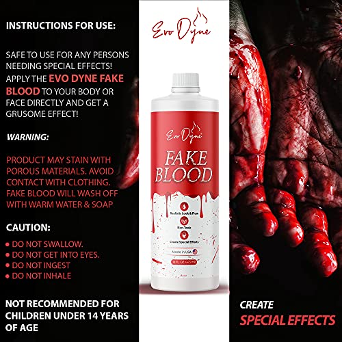 2-pack Evo Dyne lažna krv, izrađena u SAD-u | Halloween Vampire Boca za krvnu bocu za kostime, uključujući zombi, vampir i drugu prerušavanje koje trebaju prizor Gory - izgleda kao prava krv