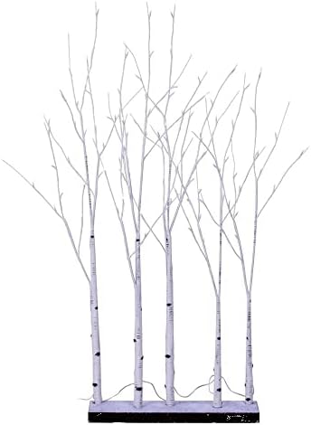 Vickerman 4 'White Birch Twig Tree Grove, topla bijela 3 mm široka kutna LED svjetla, 5 komada set.