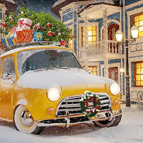 Božićni ukras za automobile sa svjetlima i borovom konusom bobičastog konusa Božićno-vijenac za automobile, kamion, džip ili bilo koju automobilsku rešetku, uključena ugradnju