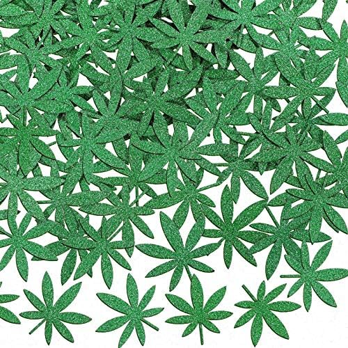100 komada zeleni sjajni korov list listova Confetti Green Leaf Confetti lonac odsustvuju papir konfeti za 420