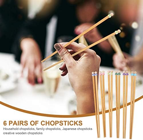 Amosfun putni štapići 6 parova drveni štapići japanskog stila štapići za uklanjanje drva za višestruko klizanje lagane šipke za kosu za restoran Početna Blagovaonica Boja kineski poklon