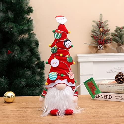 Gnome Božić ukrasi sa svjetlom, 2 paket ručno rađeni švedski Tomte Božić drvo Gnome stolni ukrasi držeći Sretan Božić znakovi Božić Pokloni Osvijetlite patuljke plišani Kućni dekor skandinavski Santa Elf
