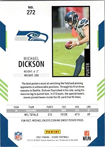 2021 Ocjena # 272 Michael Dickson Seattle Seahawks NFL fudbalska trgovačka kartica