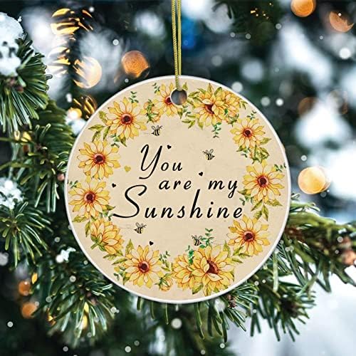 Cheyan ti si moj Sunshine Božić Ornament, božićno drvo ukras za Božić Home Decor Žuti vijenac Porculanski Ornament Božić viseći Ornament