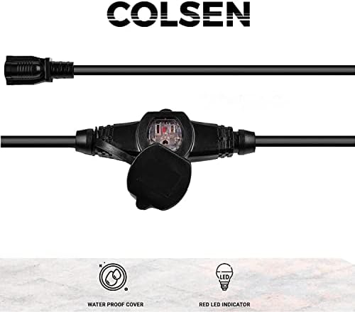 COLSEN 25ft Produžni kabl 3 kraka, 6 Nema 5-15r ženski utičnica-crveni LED indikator, 16 Gauge SJTW kabl muški