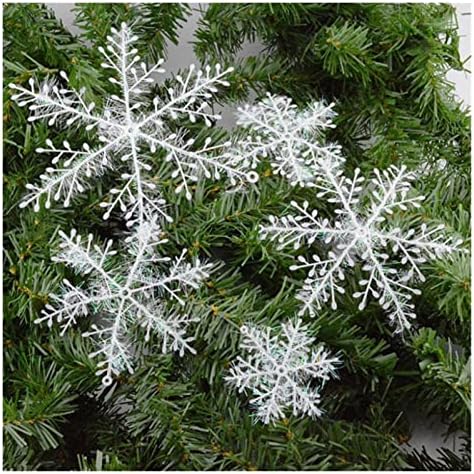 AOOF Christen Drvo ukrasi 3 / 6pcs Snowflakes bijeli plastični umjetni snježni božićni ukrasi