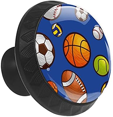 12 komada košarkaški Fudbal fudbalski stakleni gumbi za Komode, 1,37 x 1,10 u okruglom kuhinjskom ormariću