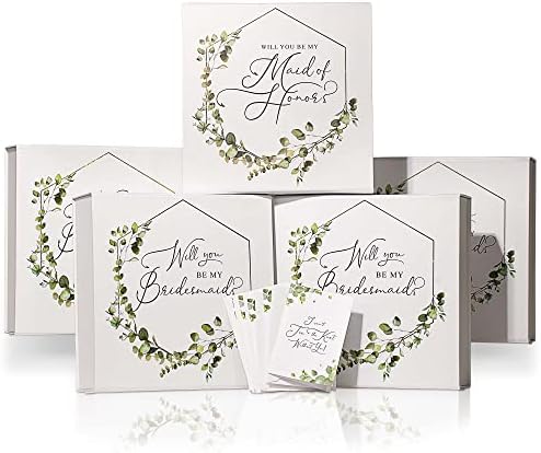 Tavenly Hoćeš li biti moja kutija za prijedlog djeveruše s poklopcima-slatka & amp; elegantna cvjetna štampa - ideje za poklone za pozivnice za pleme nevjesta-prazna personalizirana kutija za prijedlog djeveruše s setovima kartica - 5 kutija