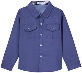 Kukume Kids Boys majica s dugim rukavima od punog casual gumba dolje sa džepnim košuljima prskanja Top 3-12 godina