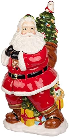 Spode Christmas Tree Collection - Figural Santa Cookie Jar | Božić Cookie Jar - Fine Dolomite | candy jar za kuhinjski pult sa poklopcem | Božić Cookie kontejneri-12