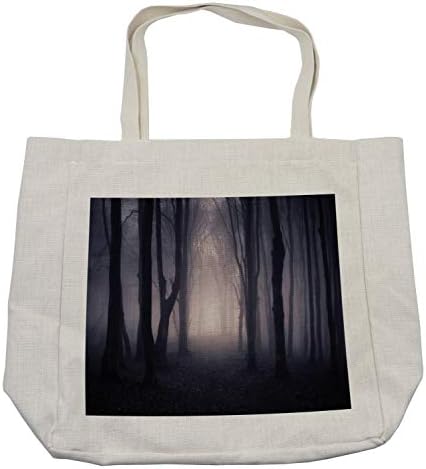 Ambesonne Forest torba za kupovinu, put u Dark Deep In Forest sa maglom slika jezivih uvrnutih grana za