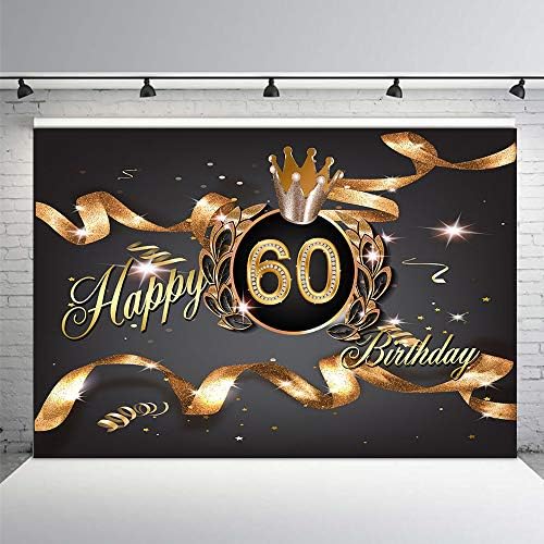 MEHOFOTO Ribbon za odrasle sretan 60. rođendan Banner Photo Studio Booth pozadina kruna sjajne zvijezde dekoracija zabave zalihe Pozadine za fotografiju 8x6ft