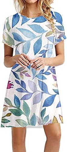Miashui kratke majice haljine za žensku modnu haljinu za žene o vratu kratkih rukava s ljuljačkama ležerne