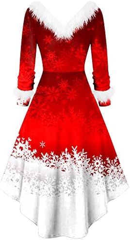 Božićne haljine za žene 2022 Duga rukava casual haljina elegantna plata jesen haljina ružnog snjegovića za