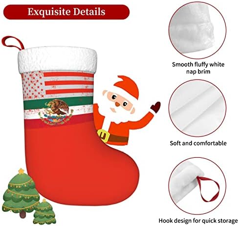 Cutedwarf American Mexican Flog Božićni čarapa Xmas Holiday Ukrasi Kamin Viseći čarapa 18 inča