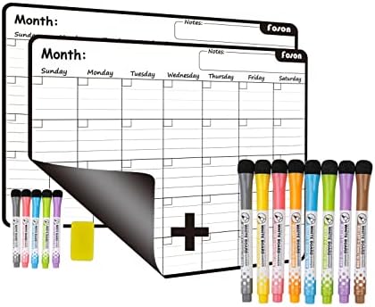 Set od 2 magnetskog bijelog i crnog mjesečnog kalendara za hladnjak sa zakraćenim magnetom + dodatnih 8 boja